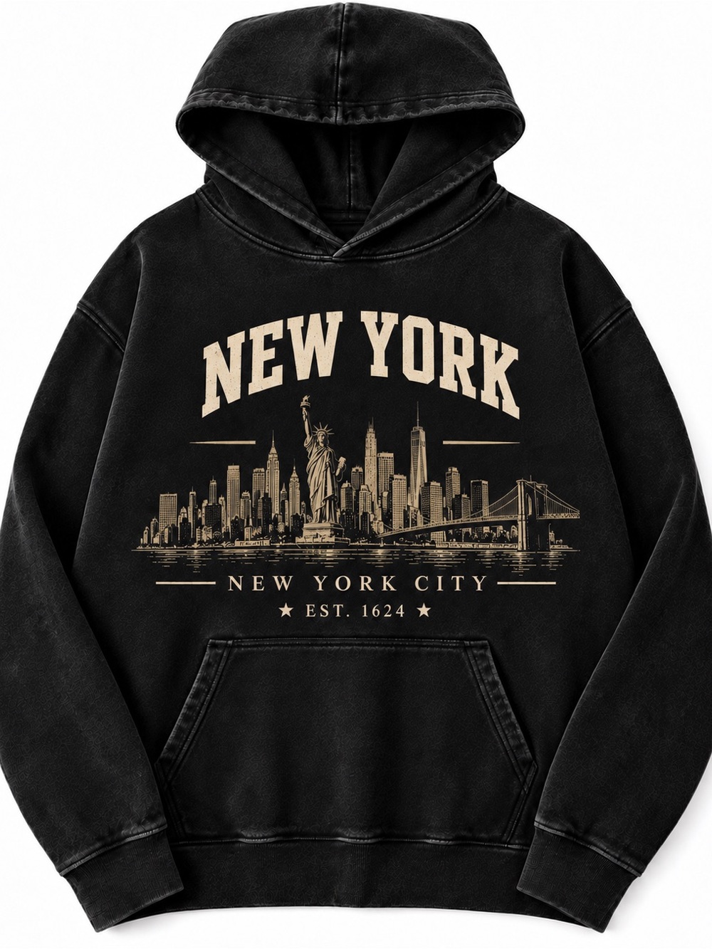New York acid wash hoodie